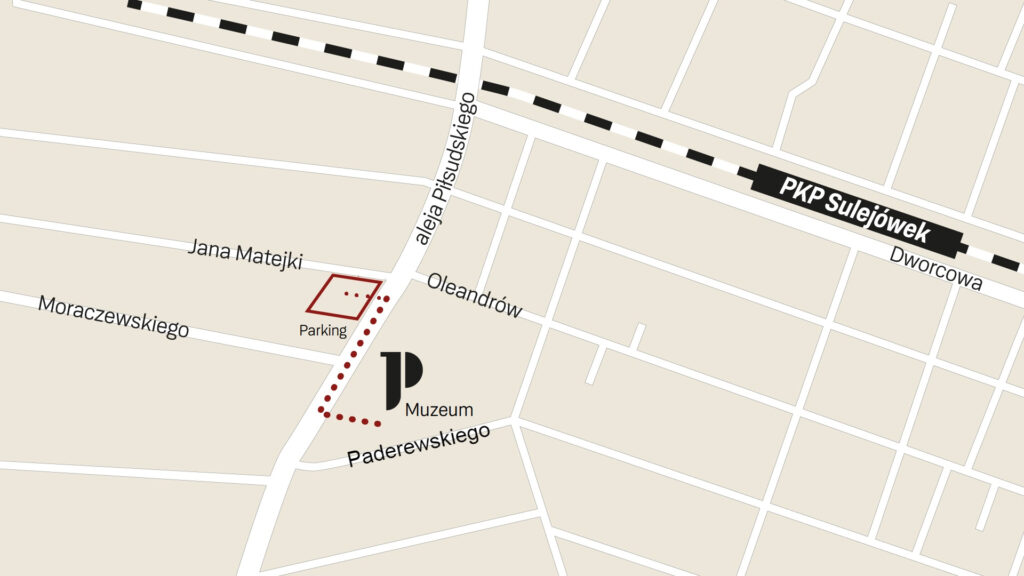 mapa ukazująca dojście z parkingu do Muzeum