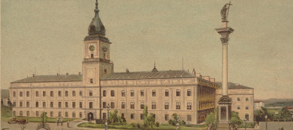 Zamek Królewski w Warszawie na przedwojennej kartce pocztowej