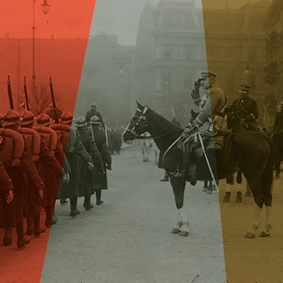Józef Piłsudski dosiadający Kasztanki przyjmuje defiladę w Warszawie
