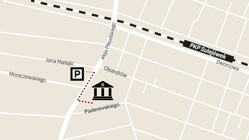 Plan ukazujący drogę dojścia z parkingu do Muzeum